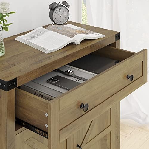 HOSTACK Kitchen Storage Cabinet, Farmhouse Coffee Bar Cabinet, Rustic Brown - Image 6
