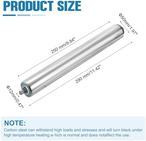 MECCANIXITY Stainless Steel Conveyor Roller 2" Diameter 10" Length Gravity Transmission Replacement Part Galvanized End (Silver) - Image 2