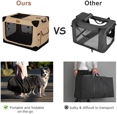 Garnpet Soft Dog Crate for Large Dogs, 4-Door Foldable Collapsible Dog Crate with Soft Sides, Indoor & Outdoor Travel Dog Kennel, Dark Grey - Image 2