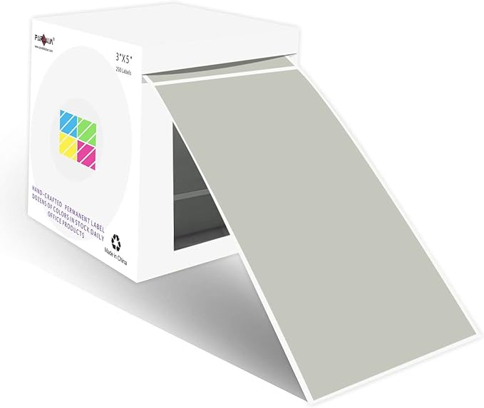 PARLAIM 3 X 5 Inch Rectangle Adhesive Color Coding Stickers, Square Grey by PARLAIM