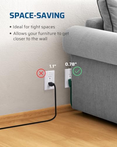 DEWENWILS 2 Pack 3FT Green Christmas Flat Extension Cord 16/3, ETL Listed - Image 4