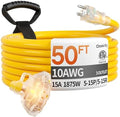 50FT 10 Gauge Extension Cord with Multiple Outlets Outdoor Yellow by Deeklify