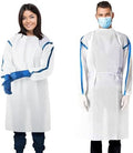 AMZ Medical Supply White Disposable Isolation Gown, X-Small. 5 Pack 35 GSM SMS PPE Gowns. Personal Protective Equipment Gown. Medical Isolation Gowns with Sleeves, Neck & Waist Ties, Elastic Wrists by AMZMEDICALSUPPLY