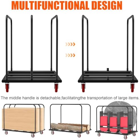 Folding Table Cart, Industrial Table Dolly with 5" PU Swivel Casters, Heavy-Duty Dolly w/ 1800 LBS for Party Events Hotel Factory Warehouse (45.6" L x 29.1" W x 39.3" H) - Image 3