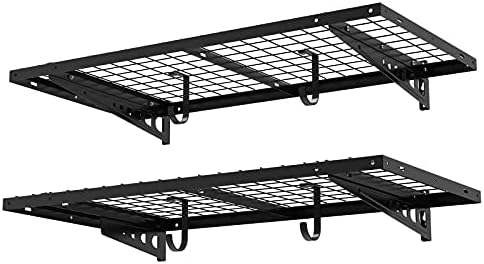 FLEXIMOUNTS 2 Pack 2x4ft Garage Storage with 4 Hooks, Black by FLEXIMOUNTS
