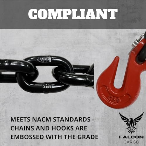 4PK - Falcon Cargo 1/2" X 25' Grade 80 Transport Binder Chain - 12,000 LBS WLL - Clevis Grab Hook, Tie-Down, Towing - Image 7