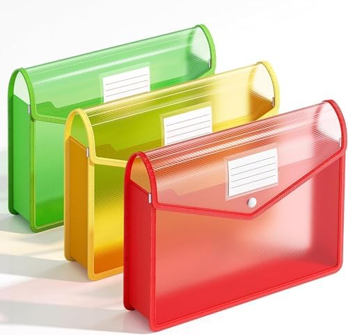 Plastic Expanding File Folder, Transparent Envelopes with Snap Closure by XingDuing
