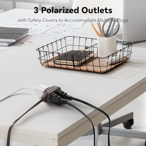 BN-LINK Indoor Extension Cord 6/9/12FT, 2 Prong Extension Cord Brown, 3-Outlet Polarized Flat Cable, 13A/1625W, Perfect for Homes, Offices, and Kitchens, Variety 3-Pack - Image 6