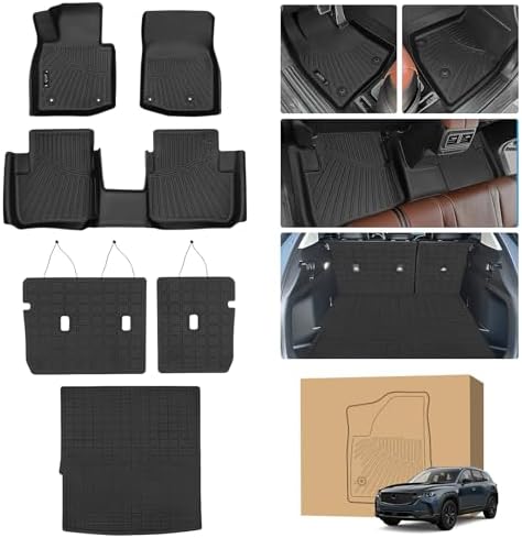Peleus Floor Mats for Mazda CX50 Hybrid 2025 2026 (Only Fit Hybrid),TPE All Weather Protection 2 Rows Car Floor Liners with Cargo Liner Backrest Mat for Mazda CX-50 Hybrid by Unknown