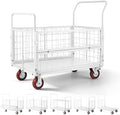 VEVOR Platform Truck Cart with Cage, 2000 lbs Capacity, 6-in-1 Foldable Flatbed Cart with Swivel Wheels, Heavy Duty Hand Truck, Multi-Functional Push Dolly, for Grocery Laundry, 44.5 x 26.6 x 42.1 in by VEVOR