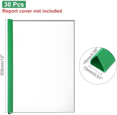PATIKIL 30Pcs Binding Bars, 13x15mm Binding Bars Slide Grip 120 Sheets Capacity A4 Size Report Binder Presentation Binder for Study Office Report Cover Resume, Green - Image 2