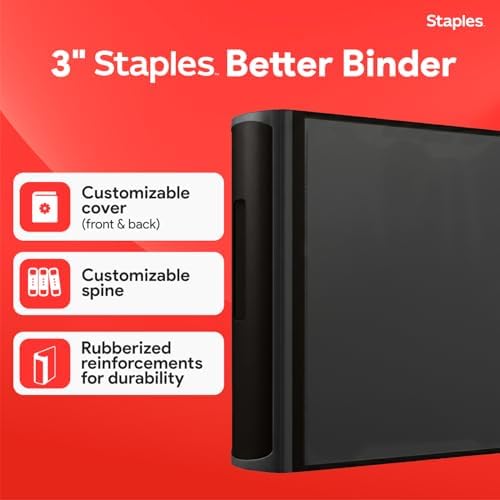 Staples Better 3-Inch D-Ring Binder, Black, Heavy-Duty, Large Capacity - Image 3