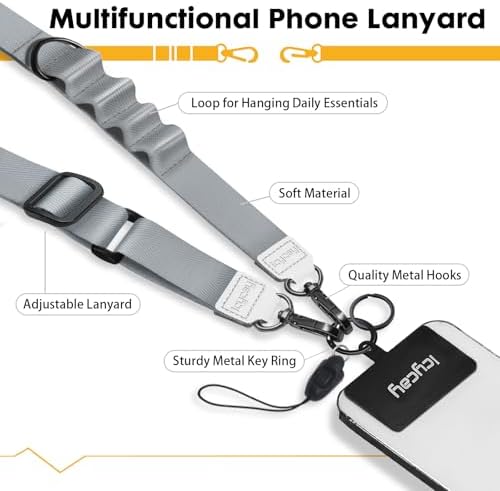 Icycay Phone Lanyard Crossbody Strap Neck Adjustable Teacher Women Gray - Image 3