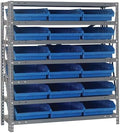 Quantum Storage Systems 1239-109BL Steel Shelving Unit with 4" Shelf Bins, 12" D x 36" W x 39" H, Blue by QuantumStorageSystems
