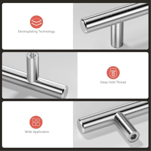 homdiy (400 Pack Drawer Pulls Brushed Nickel Cabinet Pulls HD201SN Cabinet Hardware Euro Style Drawer Handles 6-1/4in Hole Centers Kitchen Cabinet Handles Cupboard Handles - Image 6
