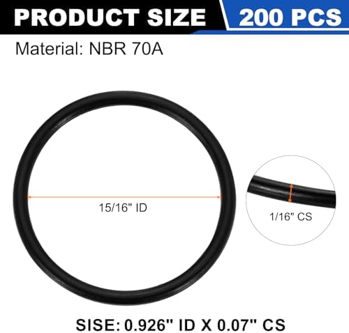 uxcell 200Pcs AS-021 NBR 70A O-Rings 15/16"ID x 1/16"CS/0.926"ID x 0.07"CS - Image 2