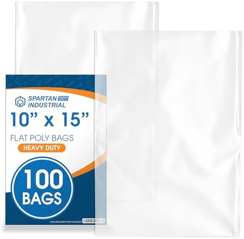 10" X 15" Open-End Flat Poly Bags (100 Count) - 2 Mil Plastic Clear Bags by SpartanIndustrial