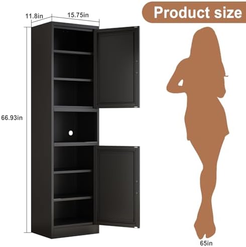 16 inch Wide Pantry Cabinet with Adjustable Shelves, Narrow Storage Cabinet - Image 3