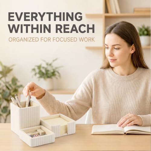 3 Pack Desk Organizer Set of Pen Holder,Paperclip Storage Sticky Note Holde - Image 4