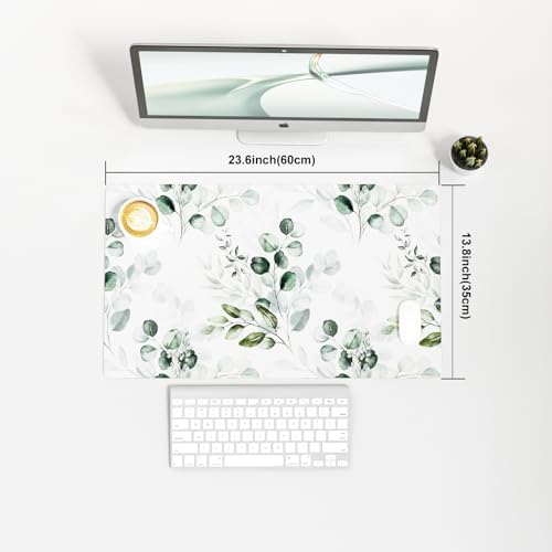 Colorful Star Large Mouse Pad, PU Leather Waterproof Desk Mat, Computer Gaming Mouse Pad, XXL Full Extended Mousepad Non Slip Desk Pad for School Office Home 23.6" x 13.8" - Soft Eucalyptus - Image 3
