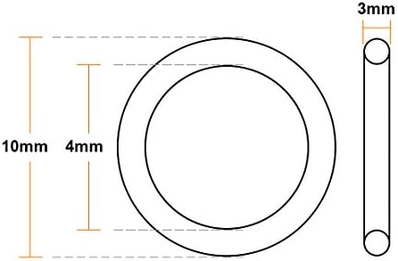 uxcell Fluorine Rubber O-Rings 10mm OD 4mm ID 3mm Width, Metric FKM Sealing Gasket, Pack of 5 - Image 3