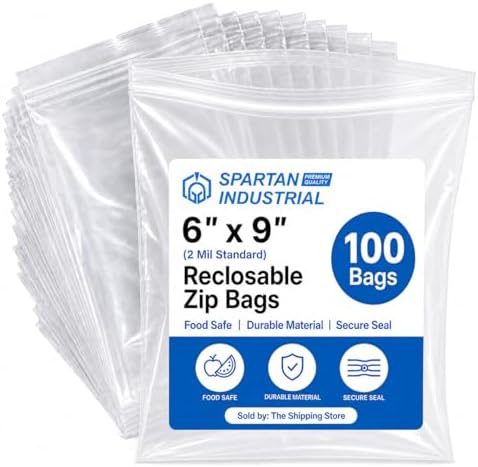 6” X 9” (100 Count) Quart Clear Reclosable Zip Plastic Poly Bags by SpartanIndustrial