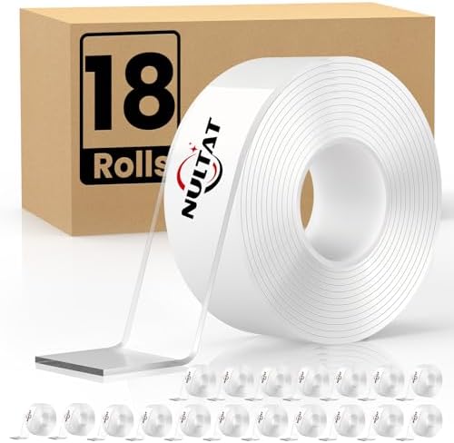 NULTAT 180 FT Double Sided Tape Heavy Duty, 1.18" x 120" Nano Double Stick Tape, Removable, Washable, Reusable Adhesive Tapes for Wall, Clear Multipurpose Two Sided Tape(180 Feet) by NULTAT