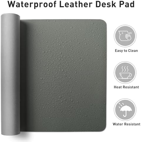 Aothia Leather Desk Pad Protector, Large Mouse Pad, Office Desk Mat, Non-Slip PU Leather Desk Blotter, Laptop Desk Pad, Waterproof Desk Writing Pad for Office and Home (Jungle Green, 23.6" x 13.7") - Image 6