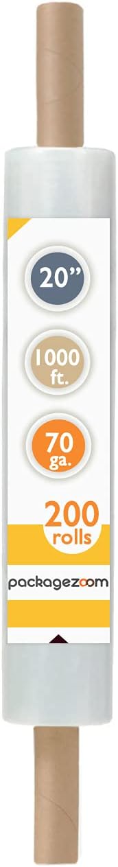 200 Rolls 20” x 1000 FT Stretch Wrap 70 Gauge Packing Wrap by packagezoom