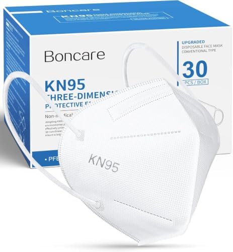 Boncare KN95 Face Mask 30 PCs, 5-Layer Face Mask for Men & Women, Updated Breathable, Comfortable (White) by Boncare