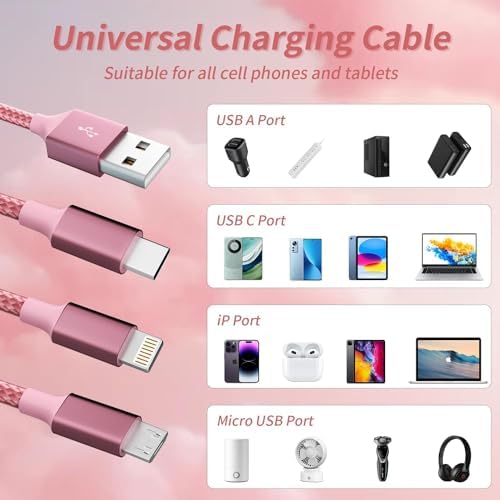 Multi Charging Cable, 3 in 1 Charging Cords for Multiple Devices-2Pack4FT - Image 5