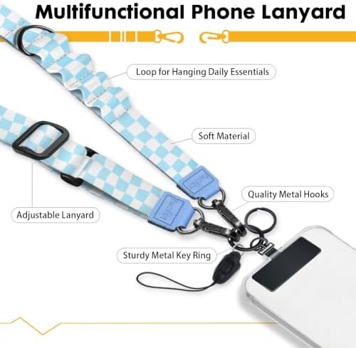 Icycay Phone Lanyard Crossbody Strap Adjustable Teacher Women Checkered - Image 3