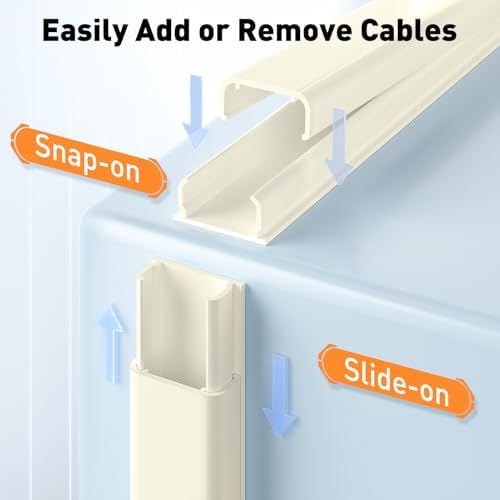 Delamu Cord Hider, 142in Cable Hider, Cord Covers for 2-3 Wires on Wall, Wire Covers for Cords, Wire Hiders for TV on Wall, Easier Setup Cable Cover Cable Management, W0.94 H0.47in, Beige - Image 4