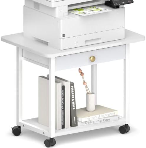 MARTY 22"x15.75" Large Printer Stand with Drawer,Rolling Cart Printer Table by MARTY