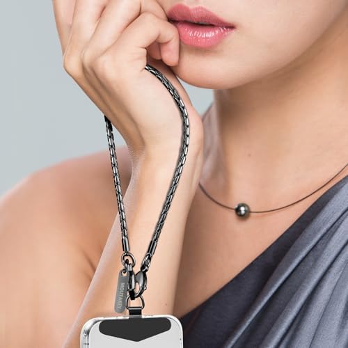 MOUTAKEY Cell Phone Lanyard Crossbody Phone Chain with Metal Detachable Phone Wrist Strap Cute iPhone Chain For Women (Gunmetal Black, Short) - Image 2