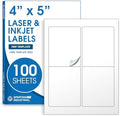4" X 5" Matte White Printable Shipping Labels (100 Sheets, 400 Stickers) by SpartanIndustrial