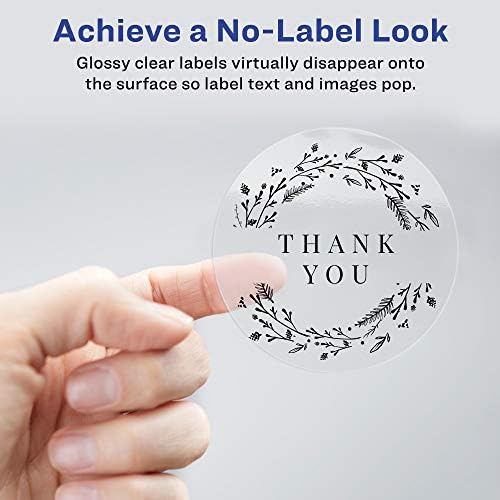 AVERY Printable Round Labels, 2" Diameter, Clear | Glossy | Sure Feed Technology | 120 Labels | Pack of 5 - Image 2