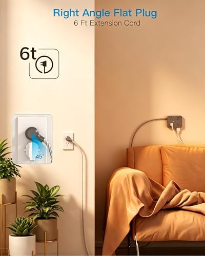 HANYCONY 6Ft Surge Protector Power Strip USB C, 1080J, 8 Outlet Extender - Image 7