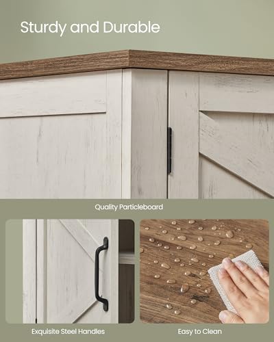 VASAGLE Farmhouse Shoe Cabinet, Narrow Storage Organizer, 4 Doors - Image 7