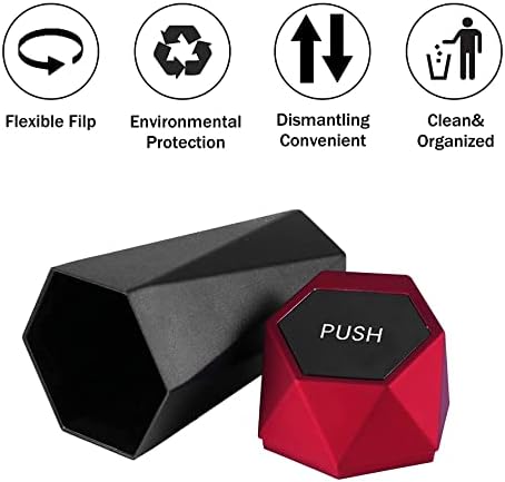 JUSTTOP Car Trash Can with Lid, Easy to Clean, Diamond Design Small Automatic Portable Trash Can, Used in Car Home Office Interior Accessories, 2PCS (Red) - Image 2