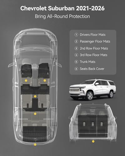 3W Floor Mats for Chevy Suburban/Yukon XL/Escalade ESV 2021-2026 - Image 3