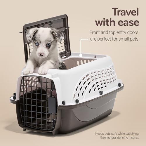 Petmate Two Door Plastic Pet Kennel for Small Dogs and Cats, 19in, White - Image 2