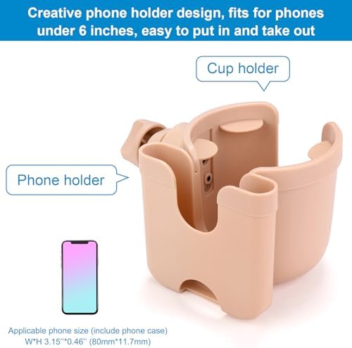 Accmor Stroller Cup Holder with Phone Holder, Bike Cup Holder, Walker Scooter Wheelchair Cup Holder Attachment, Universal Cup Holder for Uppababy Graco Strollers - Image 4