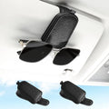 SINGARO 2PCS Sunglasses Holder for Car, Leather Magnetic Buckle Sun Visor Sunglass Clip, Ticket Card Storage Glasses Clip, Car Interior Accessories for Men and Women（Black） by SINGARO