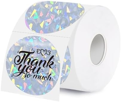 2 Inch Holographic Thermal Labels,Sliver Round Thermal Printer Labels,Printable Round Thermal Printer Labels Self-Adhesive Direct Thermal Label(300 Labels/Roll Glass) by Unknown