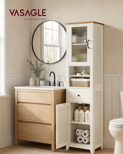 VASAGLE Tall Bathroom Cabinet, Narrow Space Saver, 15.7 x 12.4 x 67.3 inch - Image 3