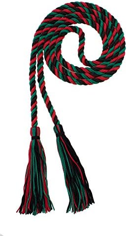 Tassel Depot Graduation Honor Cord - Black/Dark Green/Red - Every School Color Available - Made In Usa by TasselDepot