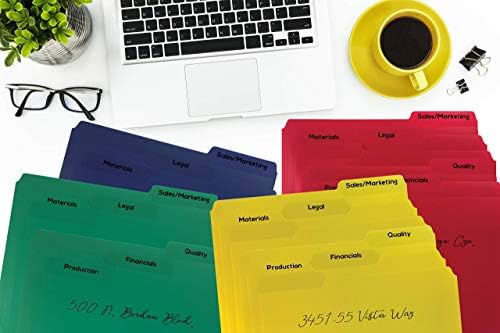 Better Office Products Heavyweight Poly File Folders, 1/3 Cut, Top Tab, 24 Per Box, Letter Size, Assorted Colors-Red, Blue, Yellow Green, 24 per Box - Image 5