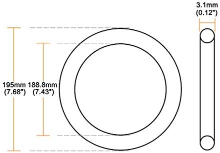 uxcell Nitrile Rubber O-Rings 195mm OD 188.8mm ID 3.1mm Width, Metric Sealing Gasket, Pack of 1 - Image 2