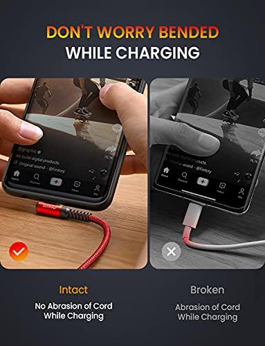 AINOPE Short USB C to USB C Cable 1.5FT 1 Pack 60W Fast Charging Nylon Braided Type C Cable for iPhone 17 Pro Max Plus Samsung Power Bank Travel Essentials Red - Image 4